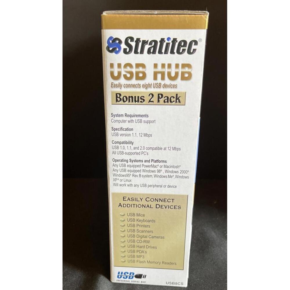 Stratitec 4 Port USB Hub Bonus 2 Pk  NIB Connect 8 USB Devices Flash Hard Drive - Picture 5 of 7